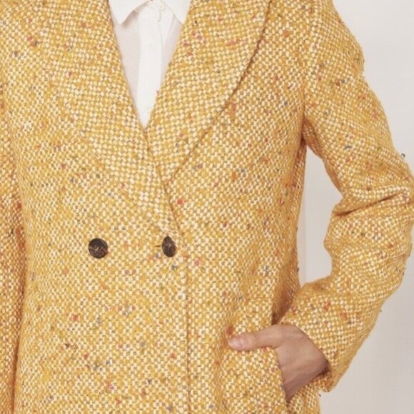 J.Crew Daphne yellow tweed coat Petite 0 0P - Picture 5 of 16